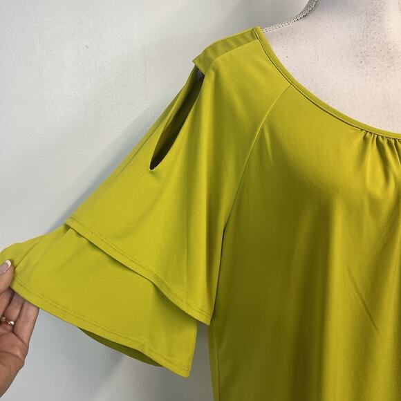 Susan Graver Stretch Slinky Top Blouse Size XL Lime Green Career Casual Wear - Picture 4 of 7